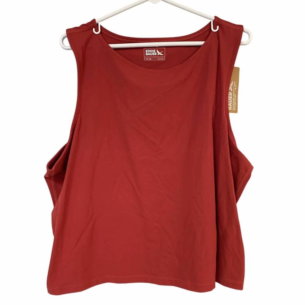 NEW EDDIE BAUER women's movement lux athletic tank top - plus in dark ruby